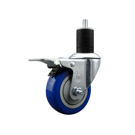 Service Caster 3.5'' Blue Poly Swivel 1-3/4'' Expanding Stem Caster Total Lock Brake SCC-EXTTL20S3514-PPUB-BLUE-134